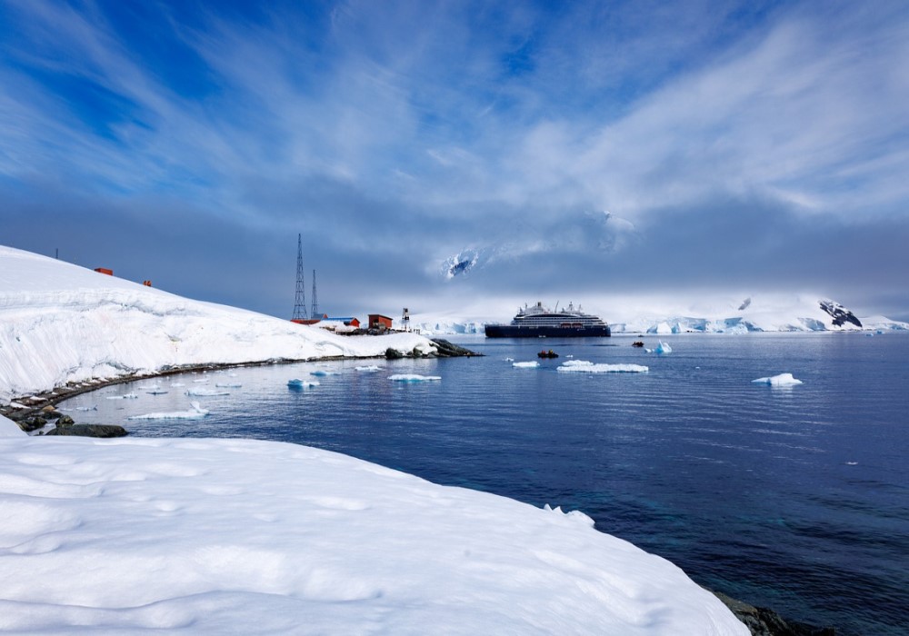 Expedition Cruise Ship in Antarctica