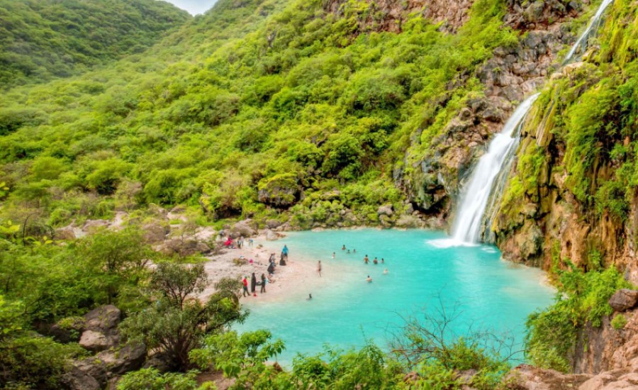 Lush Landscape and Waterfall in Salalah, Oman - 10 Best Luxury Cruise Ports and Destinations in the Middle East